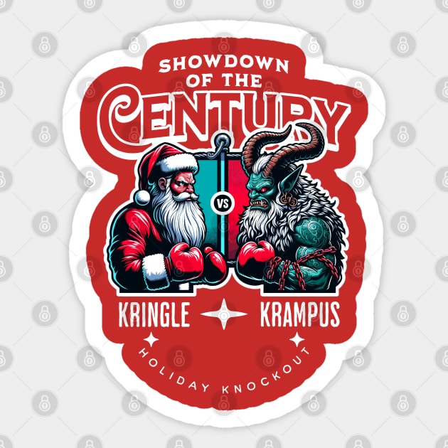 Santa vs. Krampus Boxing Showdown - Christmas Smackdown! Sticker by Contentarama